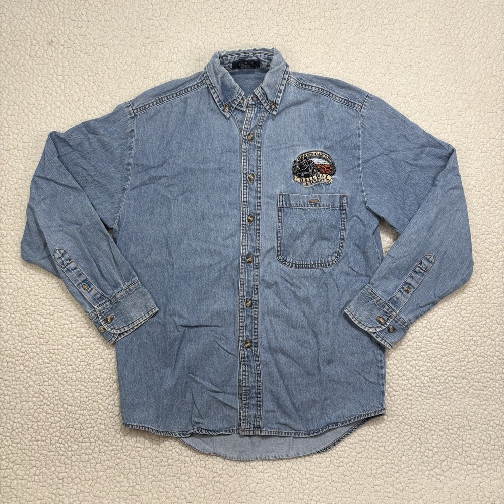 Rivers End Denim Shirt Mens S Grand Canyon Railway & Resort Embroidered Logo